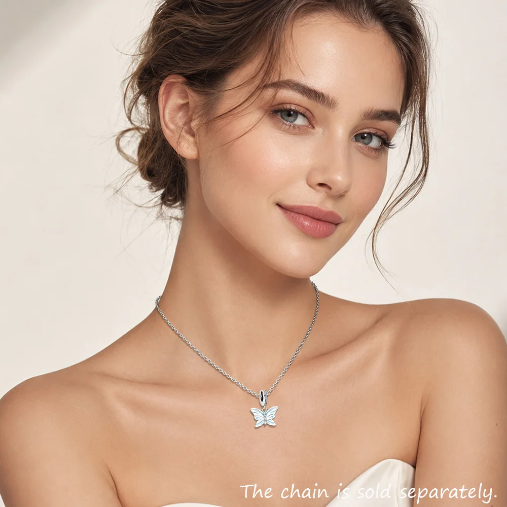 Hängender Schmetterlingsanhänger, brandneu, trendiges Geschenk, authentischer Schmuck aus 925er Sterlingsilber für Damen – Detail 2