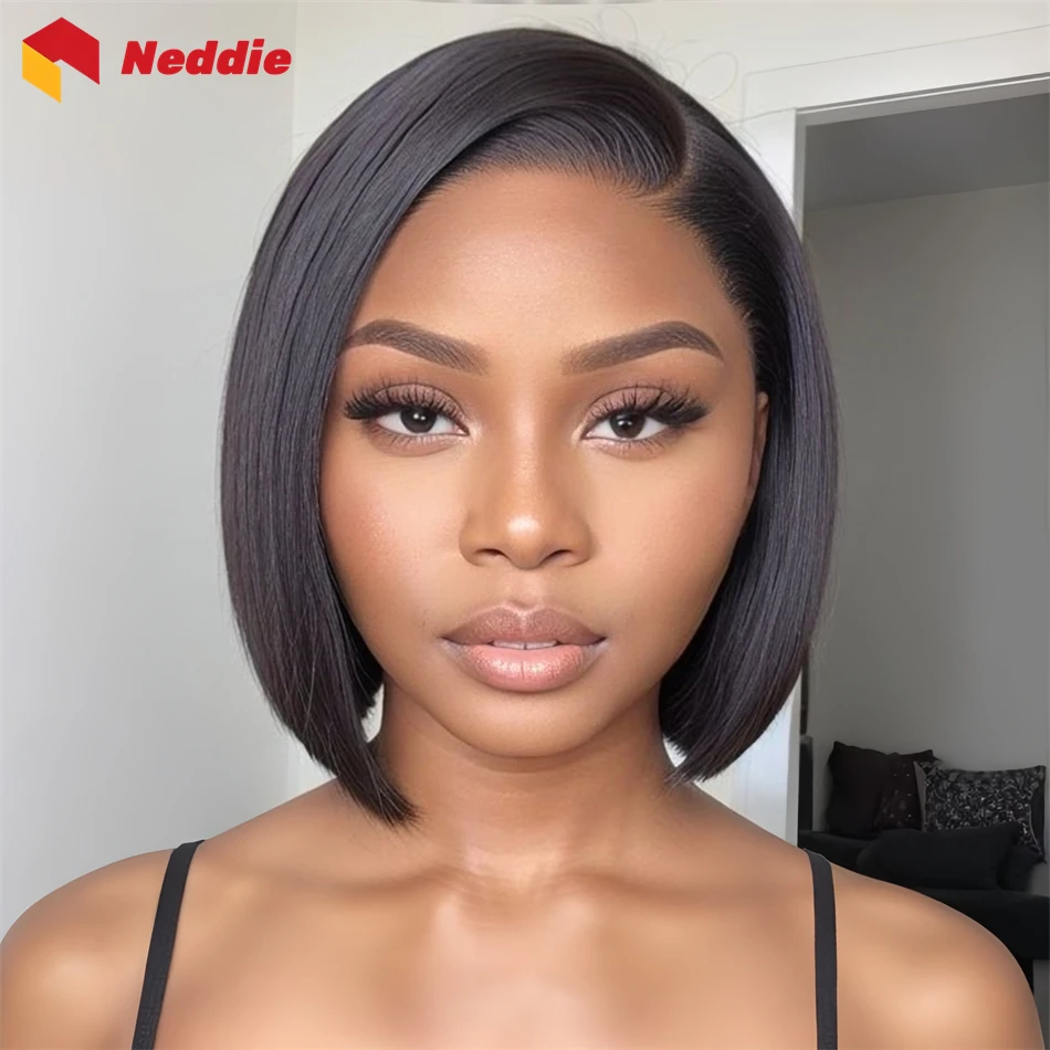 200 Density 13x6 Hd Lace Front Brazilian Bob Wigs Cheap Black Colored Straight Wig 100% Human Hair for Women on Clearance Sale