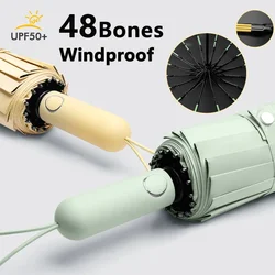 Windproof Strong 48 Bone Fully Automatic Folding Umbrella for Men, Large Size Weatherproof Sun Uv Protect Male Female Umbrellas