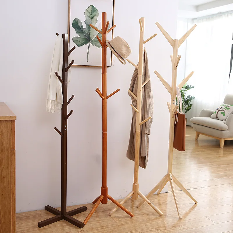 

Household Clothes Hanger Solid Wood Clothes Hanger Bedroom Simple Floor To Floor Minimalist Office Living Room Clothes Hanger