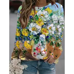 Autumn Flower 3D Print Long Sleeve Women Hoodies Streetwear Female Hoodie Fashion Sweatshirts Pullovers Oversized Woman Clothing