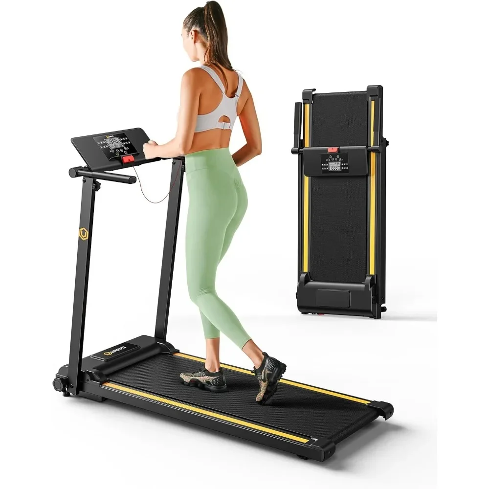 Folding Treadmill, 2.25HP Treadmills for Home with 12 HIIT Modes, Compact Mini Treadmill for Home Office, LCD Display