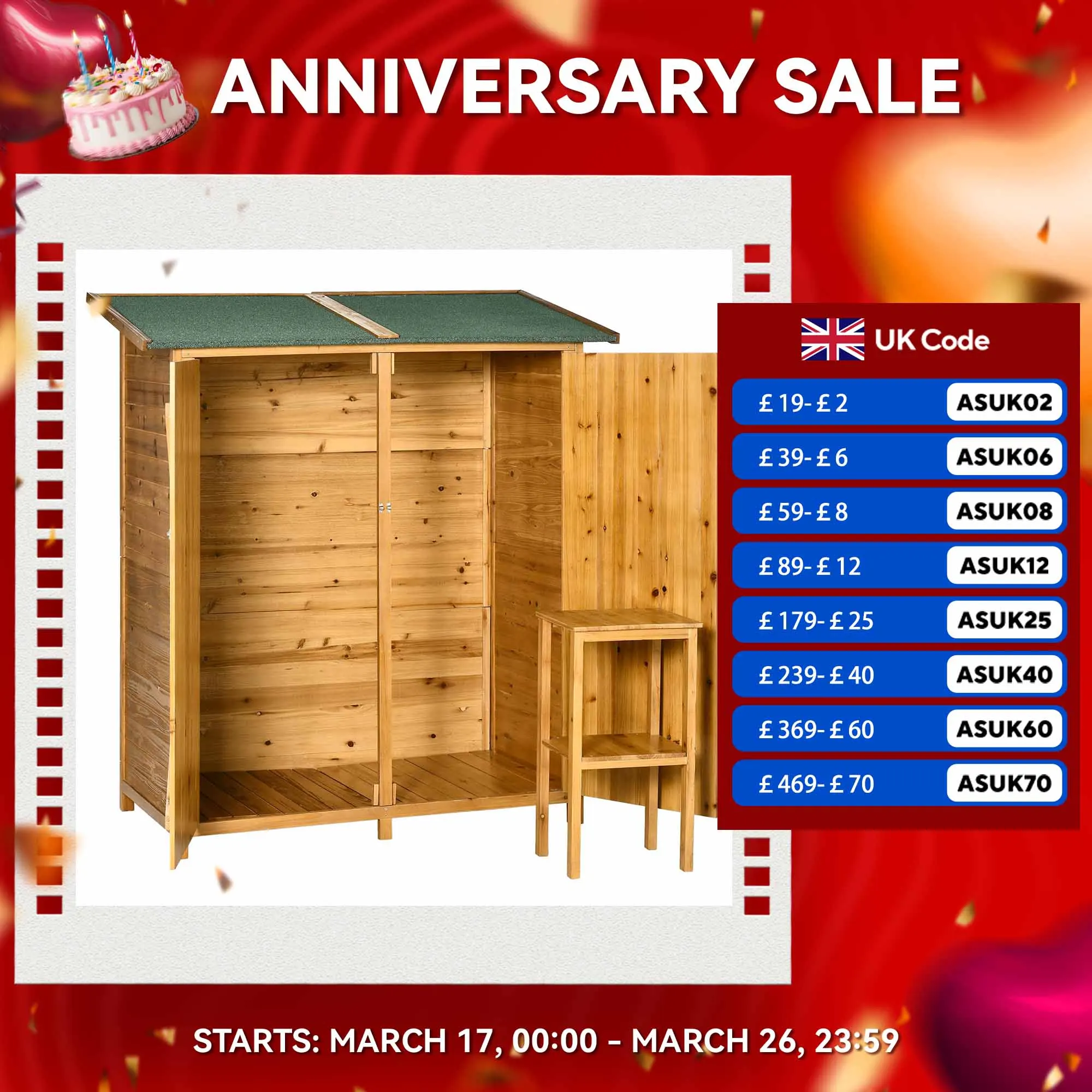 سقيفة تخزين الخشب الطبيعي حديقة مع طاولة تخزين ، سقف نفق ، 140x75x157cm #1