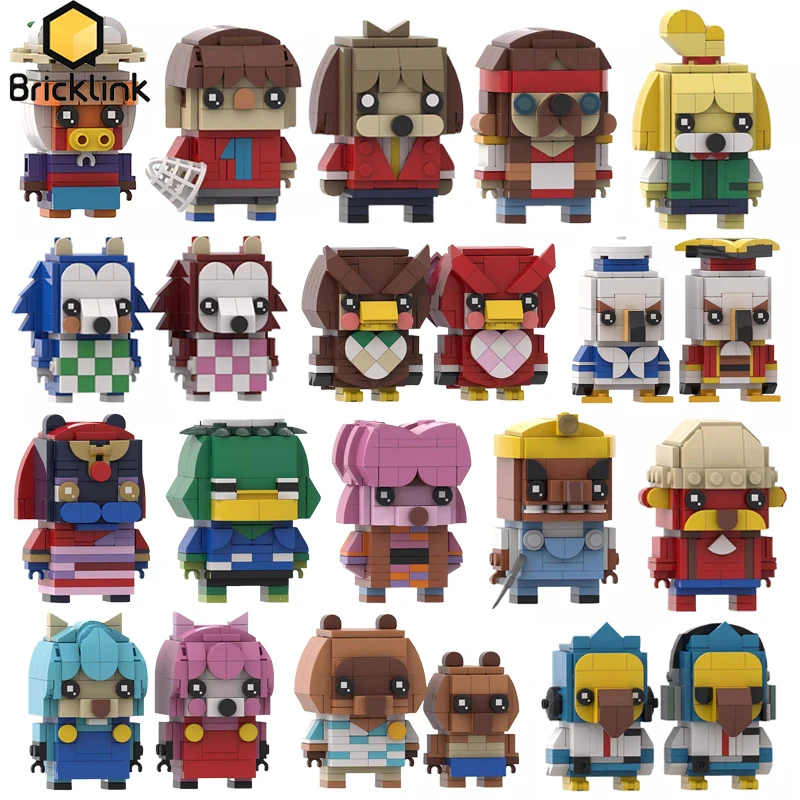 Bricklink Ideas Game Animals Crossing Action Figure Brickheadz Sets Tom Nook Isabelle Able Leif Building Blocks Kid Toys Gift