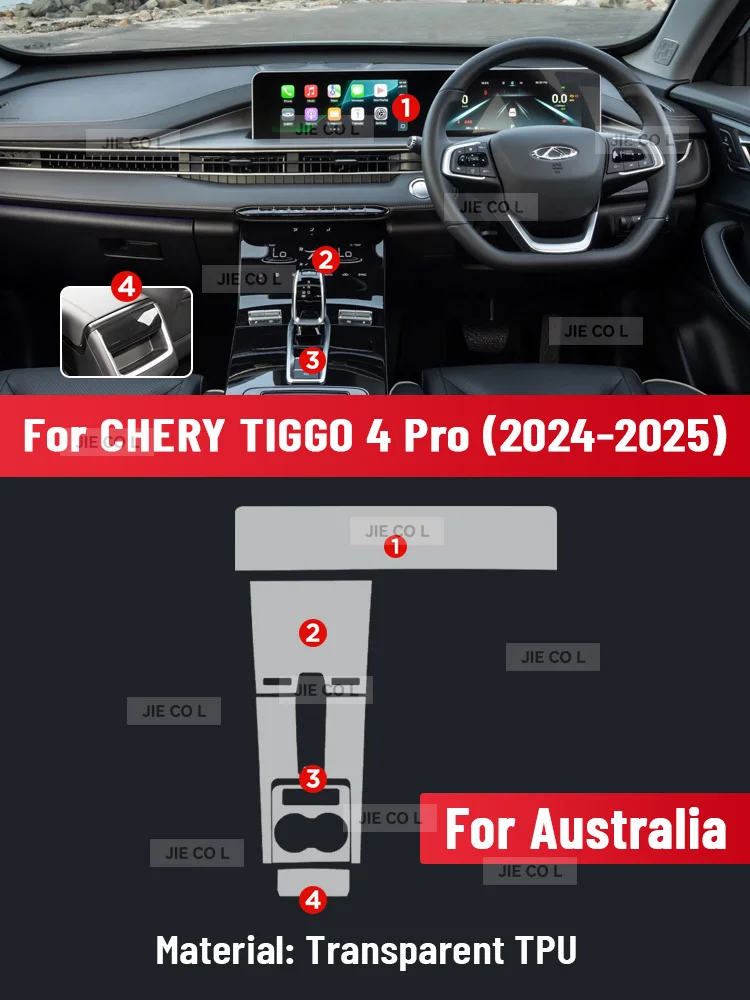 For CHERY TIGGO 4 Pro 2025 Anti-scratch Car Door Center Console Media Dashboard Navigation Car Accessories TPU Protector Film