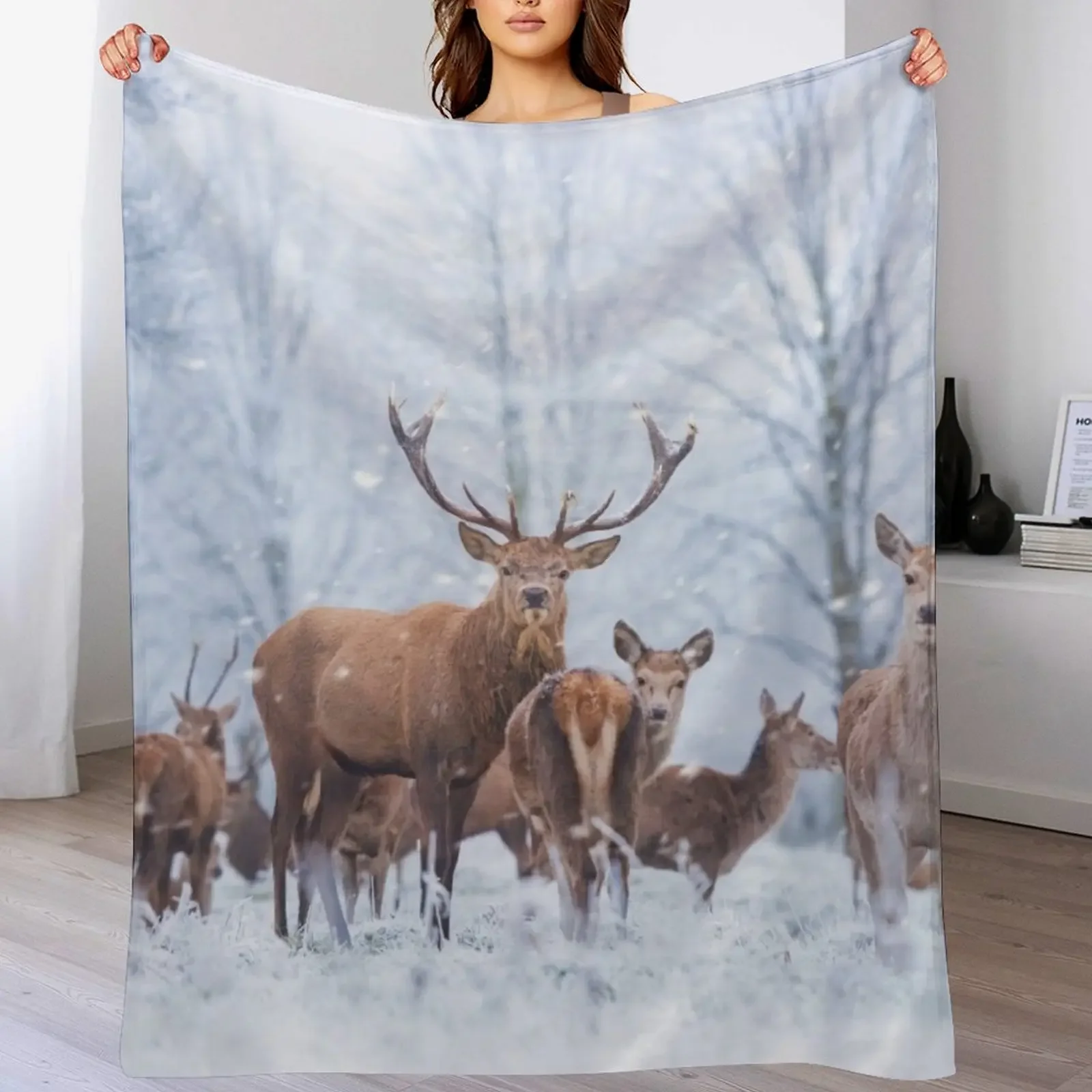 

Narnia red deer family Throw Blanket Long Lasting Soft Plush Blanket for Daily Use