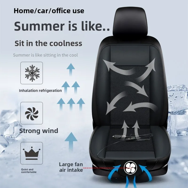 

2V/24V Cooling Car Seat Cushion 1Front Seat Cooled Cover with Intelligent Fans Breathable Ventilated Seat Cushion for Car Truck