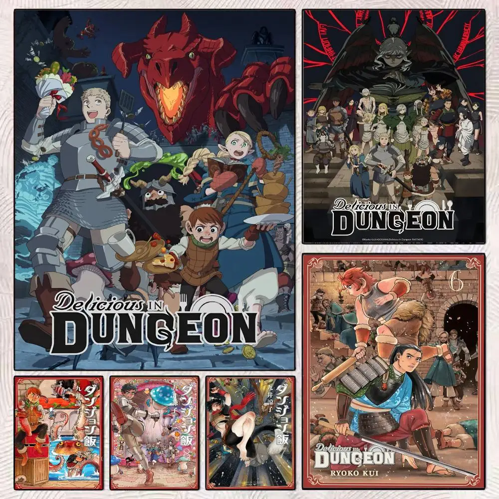 Anime Dungeon M-Meshi Painting Calligraphy Frameless Canvas Poster Anti-wrinkle Wall Art Perfect for Bathroom Home Decor