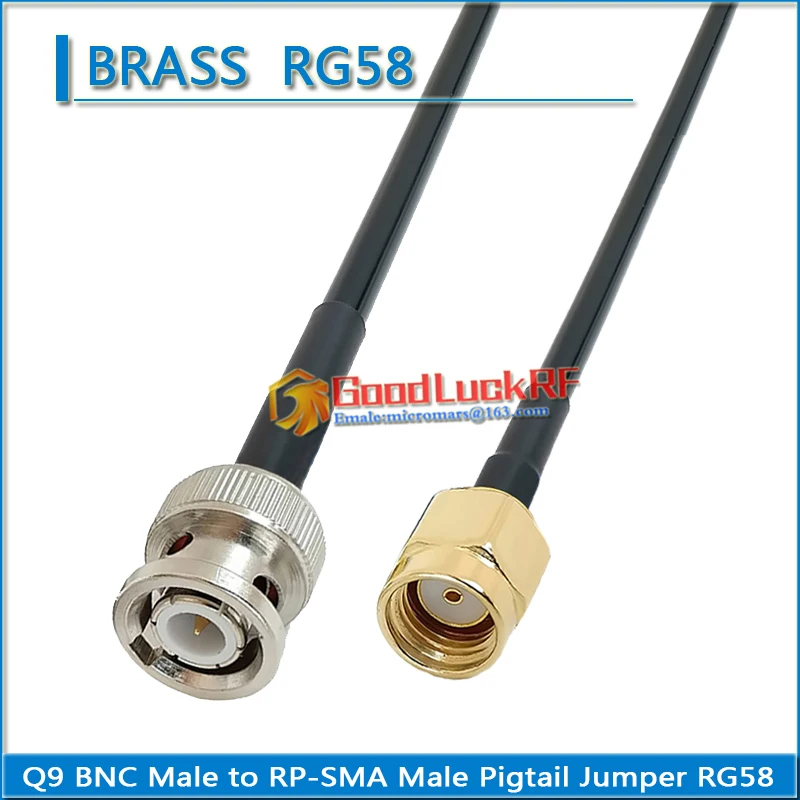 

Q9 BNC Male to RP-SMA RPSMA RP SMA Male Pigtail Jumper RG-58 RG58 3D-FB Extend cable 50 Ohm low loss High-quality