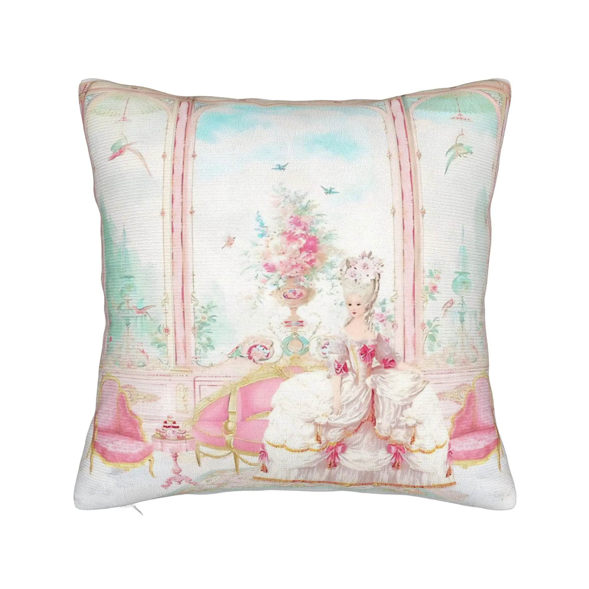 Pillow Cover Marie Antoinette Afternoon Tea In French Paris  Retro Trendy Pillow Case For Sofa Car Home Decor Pillowcases