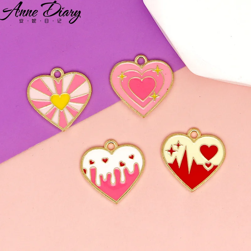 20 pcs/lot Fashion Cute Pink Heart Pendant Making Accessories Charms for Women, Earrings/Necklace Handmade DIY Jewelry Wholesale