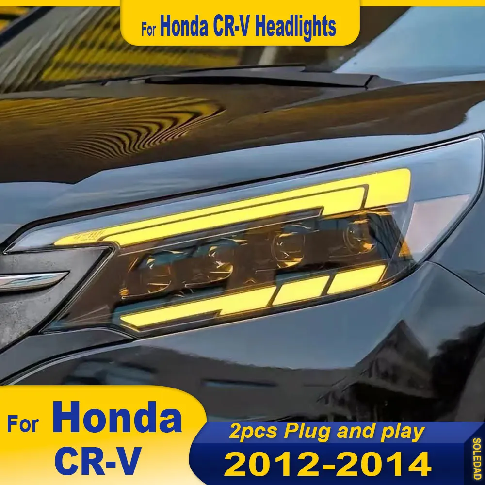 

Автомобильные фары в сборе для Honda CRV CR-V 2012 2013 2014, фары Plug and Play с динамической поворотной анимацией DRL, фары
