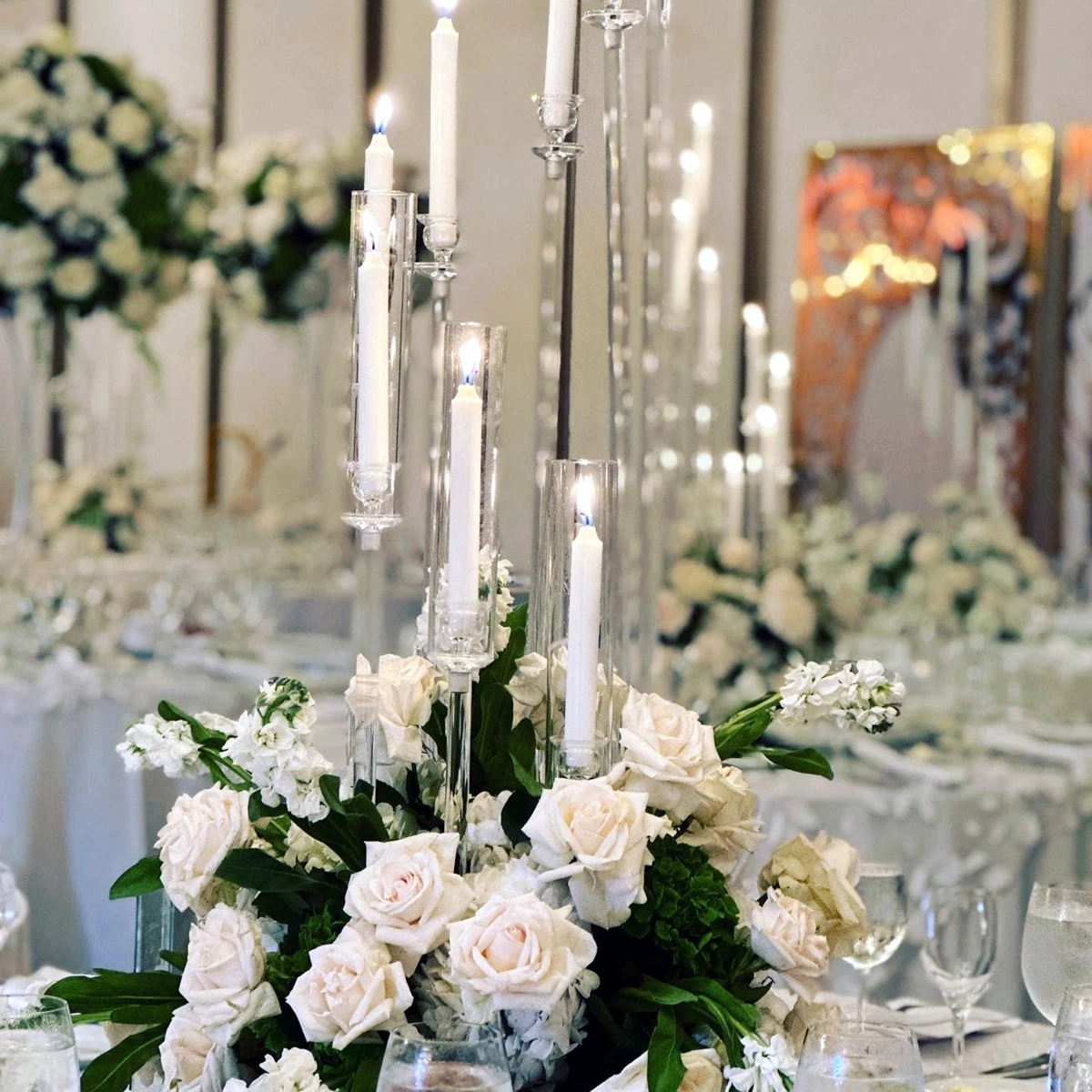 acrylic pole top is Glass Candlestick Candelabra Candle Holders Stands Wedding Table Centerpieces Flower Vases Road Lead