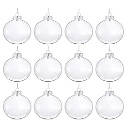 12Pcs Clear Plastic Christmas Ball Fillable Ornament Xmas Tree Hanging Bauble Pendant 2024 Christmas Home Decoration Navidad