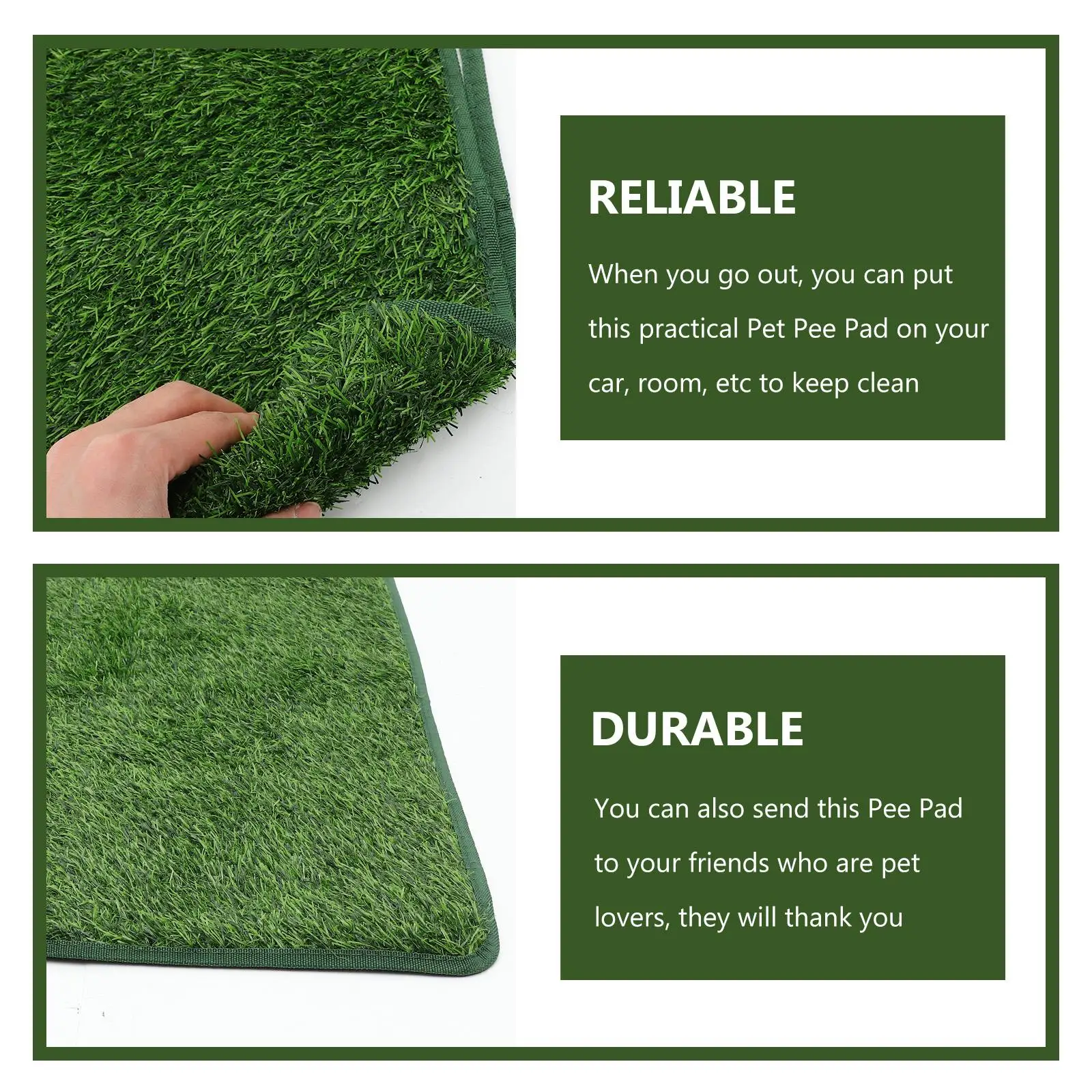 Pet Grass Pee Pad Artificial Decorative PE Vivid Fake Grass Portable Pads for Car Room Cage Puppy Training Older