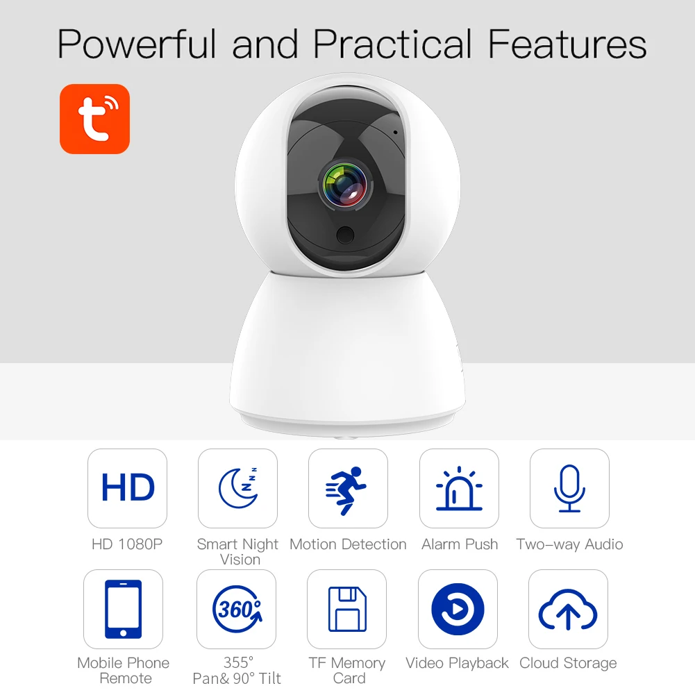 TUGARD-cámara de seguridad IP Tuya, videocámara con WiFi, 2MP, 4MP, visión nocturna, detección de movimiento, vigilancia para seguridad del hogar