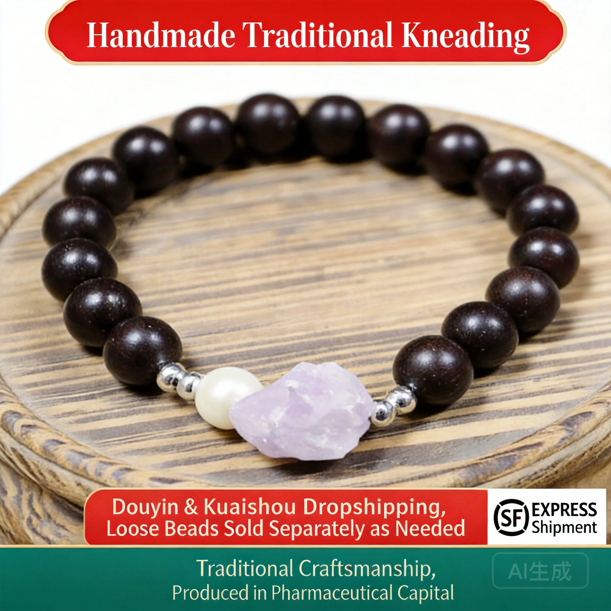 

Chinese Style Handmade Ancient Herbal Incense Bead Bracelet With Raw Amethyst Lucky Blessing Good Luck Aromatherapy Jewelry For