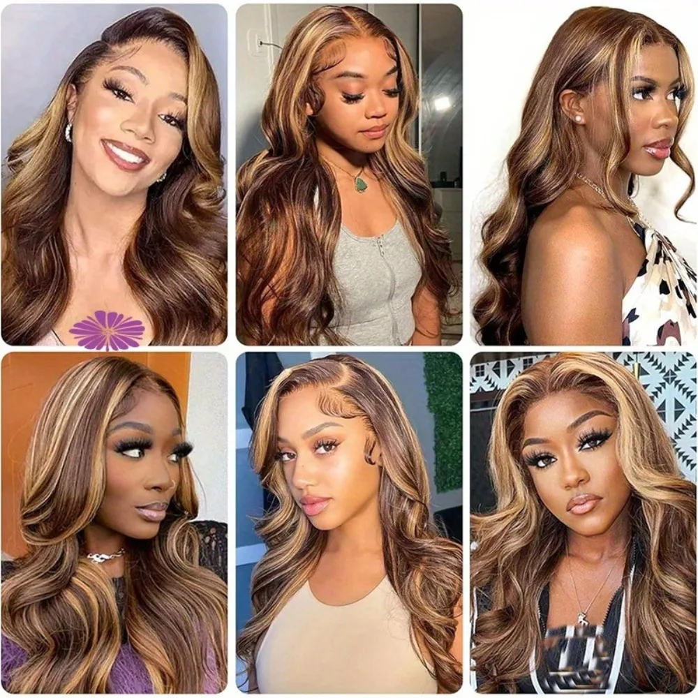 30 Inch Honey Blonde Ombre Lace Front Wig Human Hair 13x4 HD Lace Front Wig 4/27 Highlight Ombre Body Wave Lace Frontal Glueless - Image 6