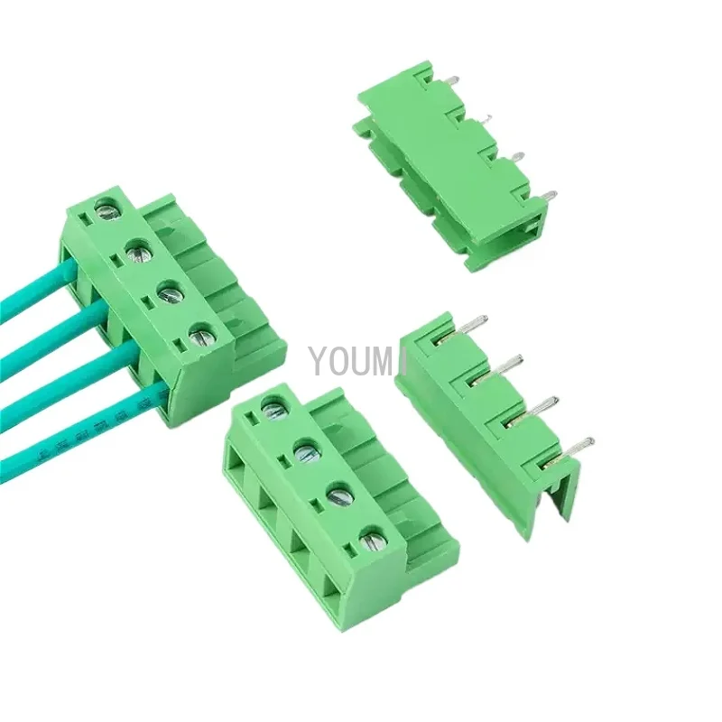 5Sets 7.62MM Terminal Block 2/3/4/5/6/7/8P 2EDG-7.62 Male/Female Straight Curved Needle Socket PCB Wire Connector