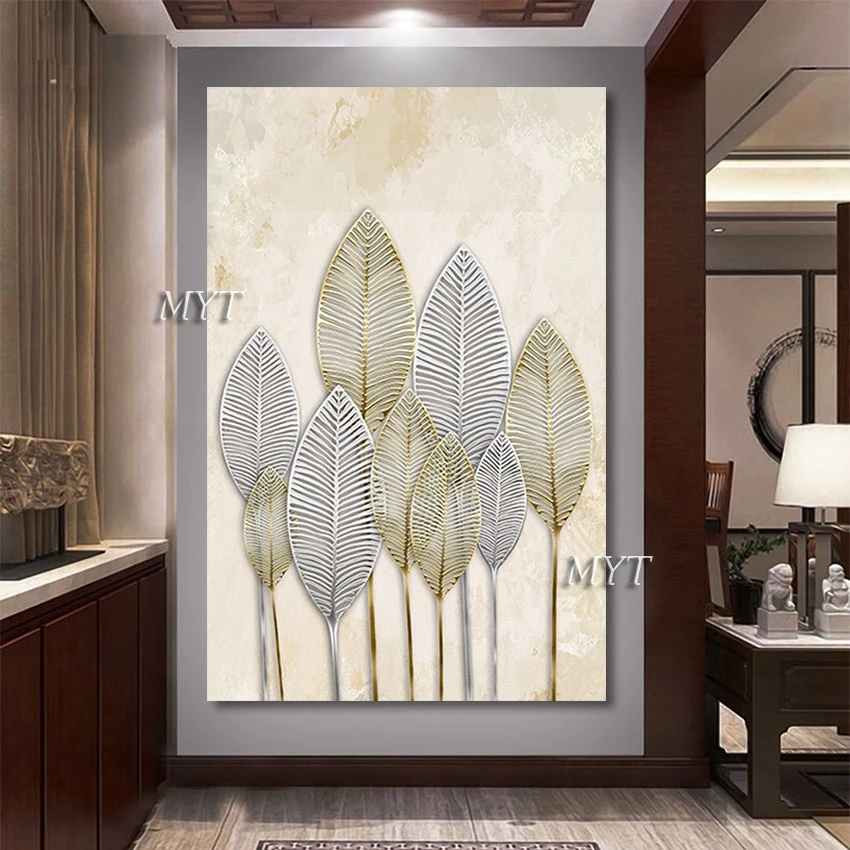 

Home Decoration Pieces Luxury Gold Foil Tree Handmade New Modern Abstract Oil Painting No Framed Picture For Living Room