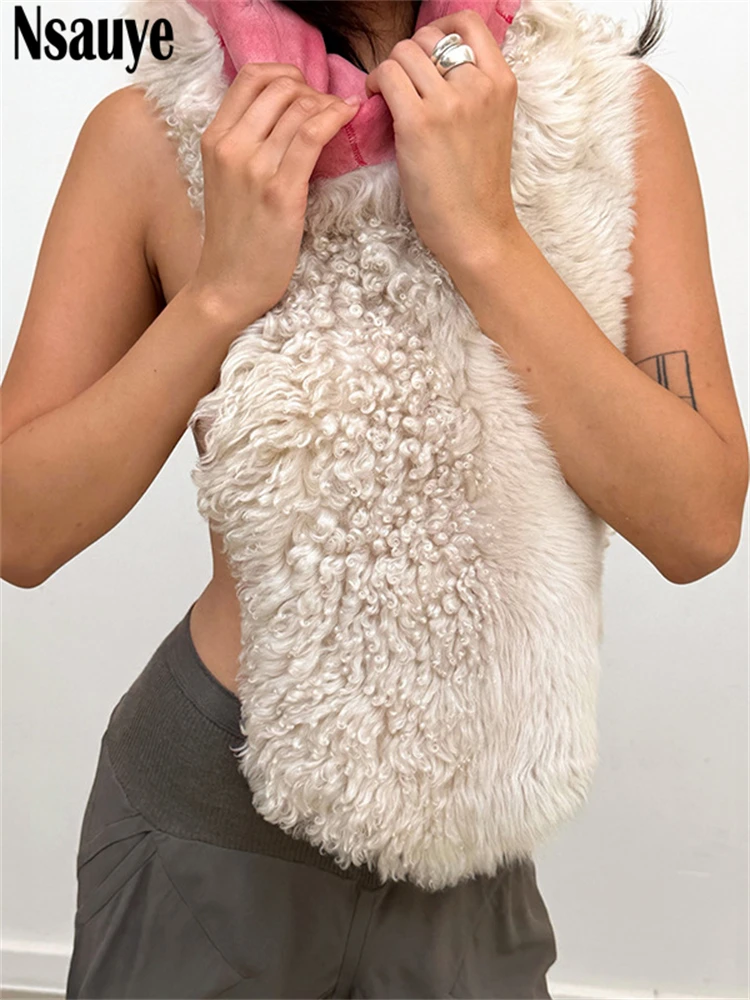 Nsauye 2026 Women Vintage Body Sleeveless Tank Tops Vest Coat Autumn Winter Pullover Turtleneck Y2K Club Sexy Mini Crop Tops