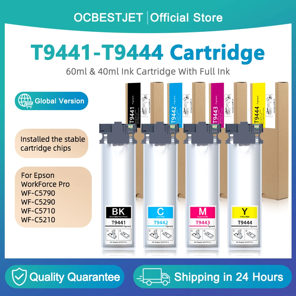T944 T9441 T9442 T9443 Replacement Ink Pack For Epson WorkForce Pro WF-C5790 WF-C5290 WF-C5710 WF-C5210 Printer Ink Cartridge