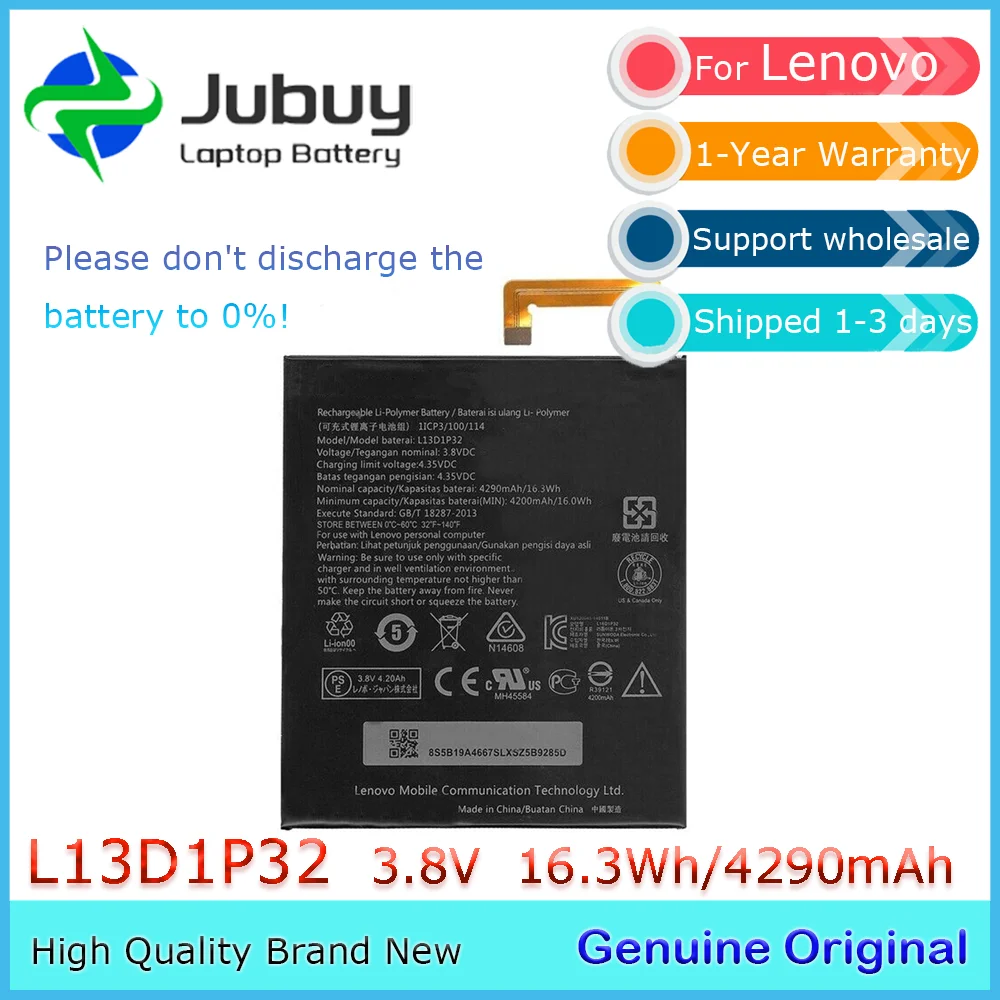 L13D1P32 3.8V 16.3Wh Original Laptop Battery for Lenovo IDEAPAD Tab 2 A8-50L A8-50 A5500-F 1ICP3/100/114