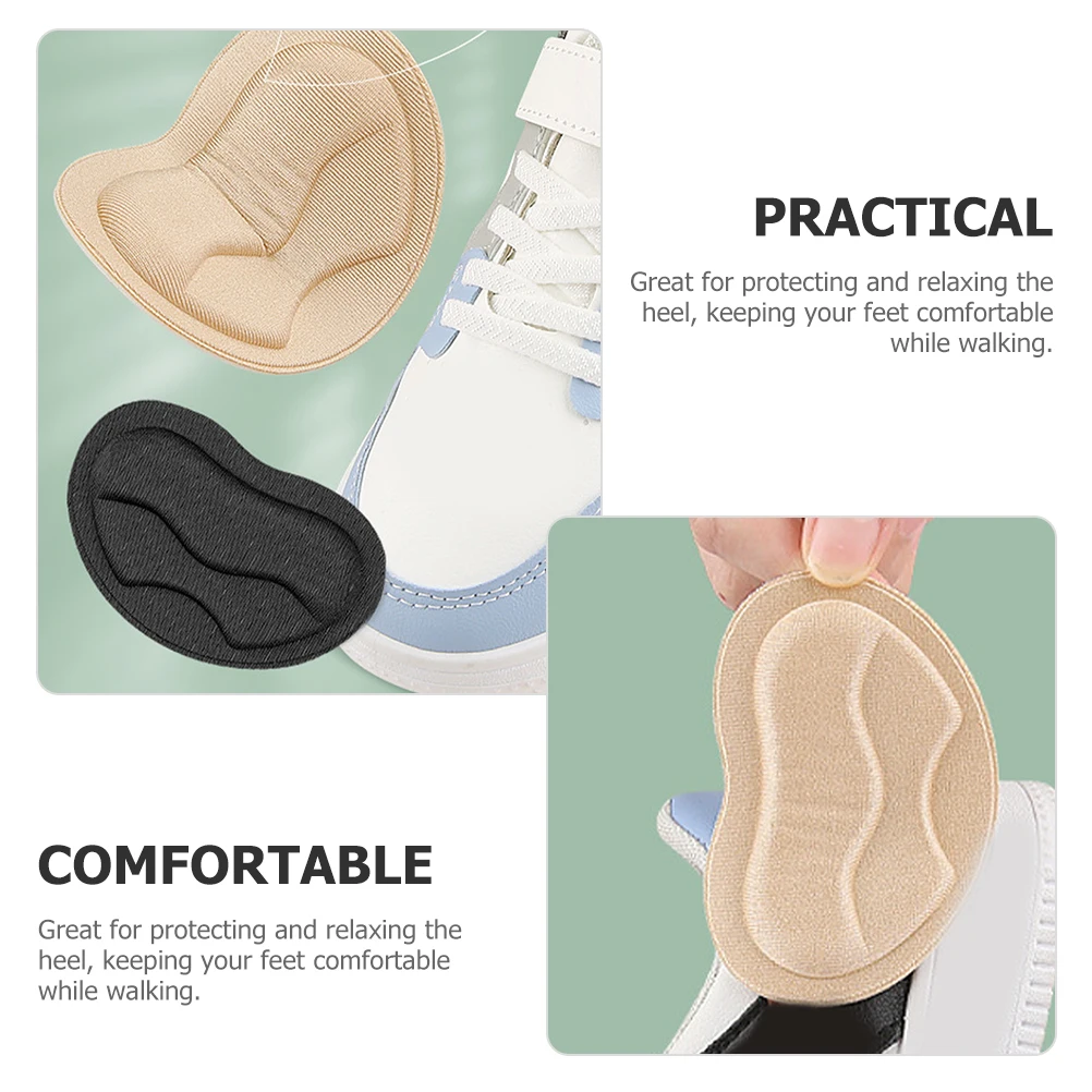 

6 Pairs Friction Heel Pads Wear Resistant Heel Pads Black Beige 3 Each Non Slip Comfortable Protectors Inserts