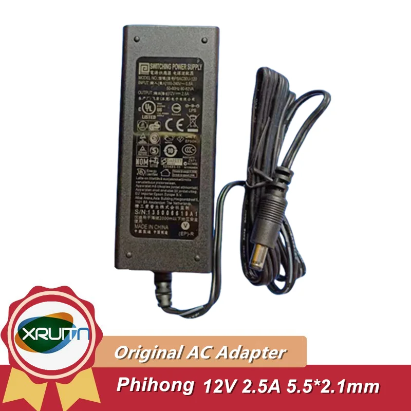 

Genuine Phihong PSAC30U-120 12V 2.5A Switching Power Supply 30W AC Adapter 5.5*2.1mm Charger PSAC30U-120L6