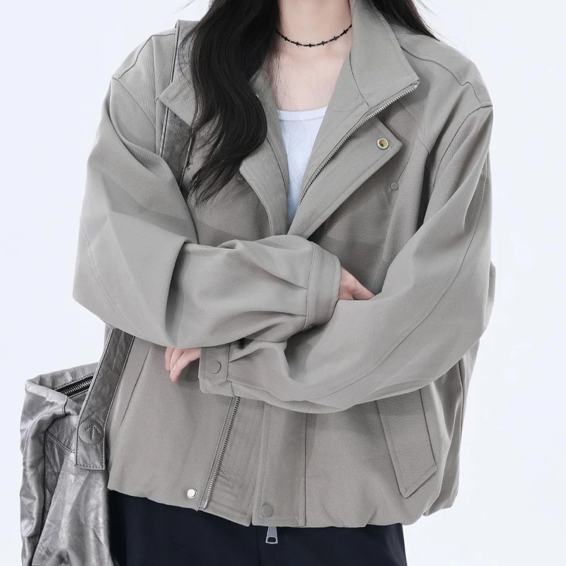 

Vintage Cargo Jacket Top Women's Autumn and Winter Loose Design Niche Corridor Jacket Women