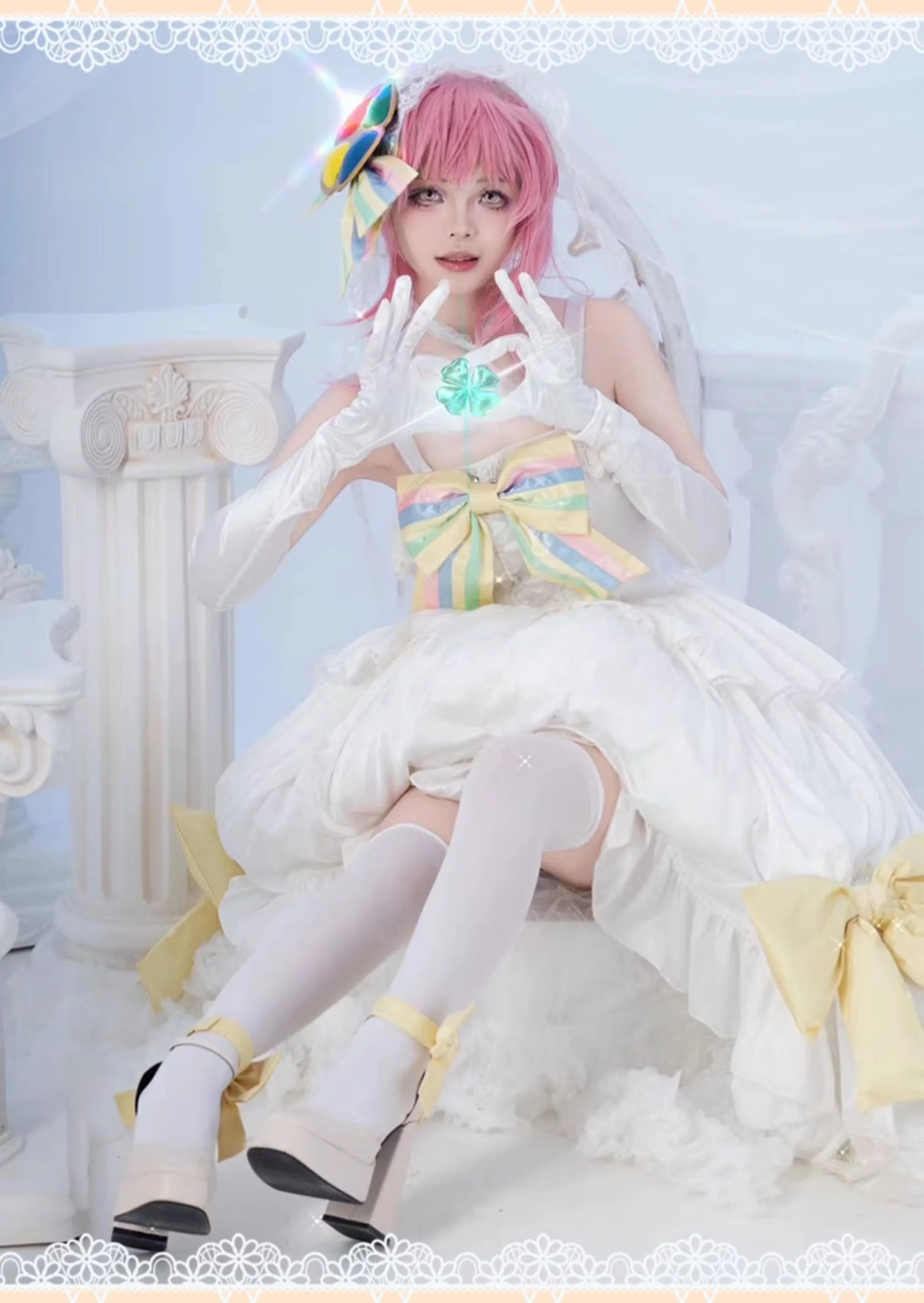 جديد Hinamori Amu تأثيري حلي هالوين عيد الميلاد لعب الأدوار حفلة كوميدية جديدة S-XL أزهار لطيفة الزفاف PaleGold