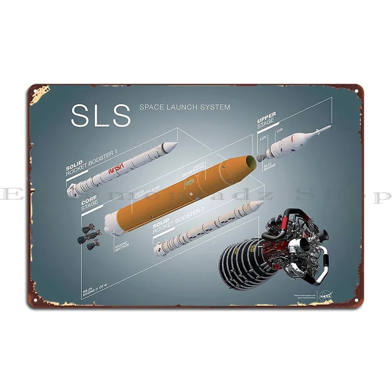 Sls Space Launch System Metal Sign Retro Cinema Custom Wall Decor Club Tin Sign Poster