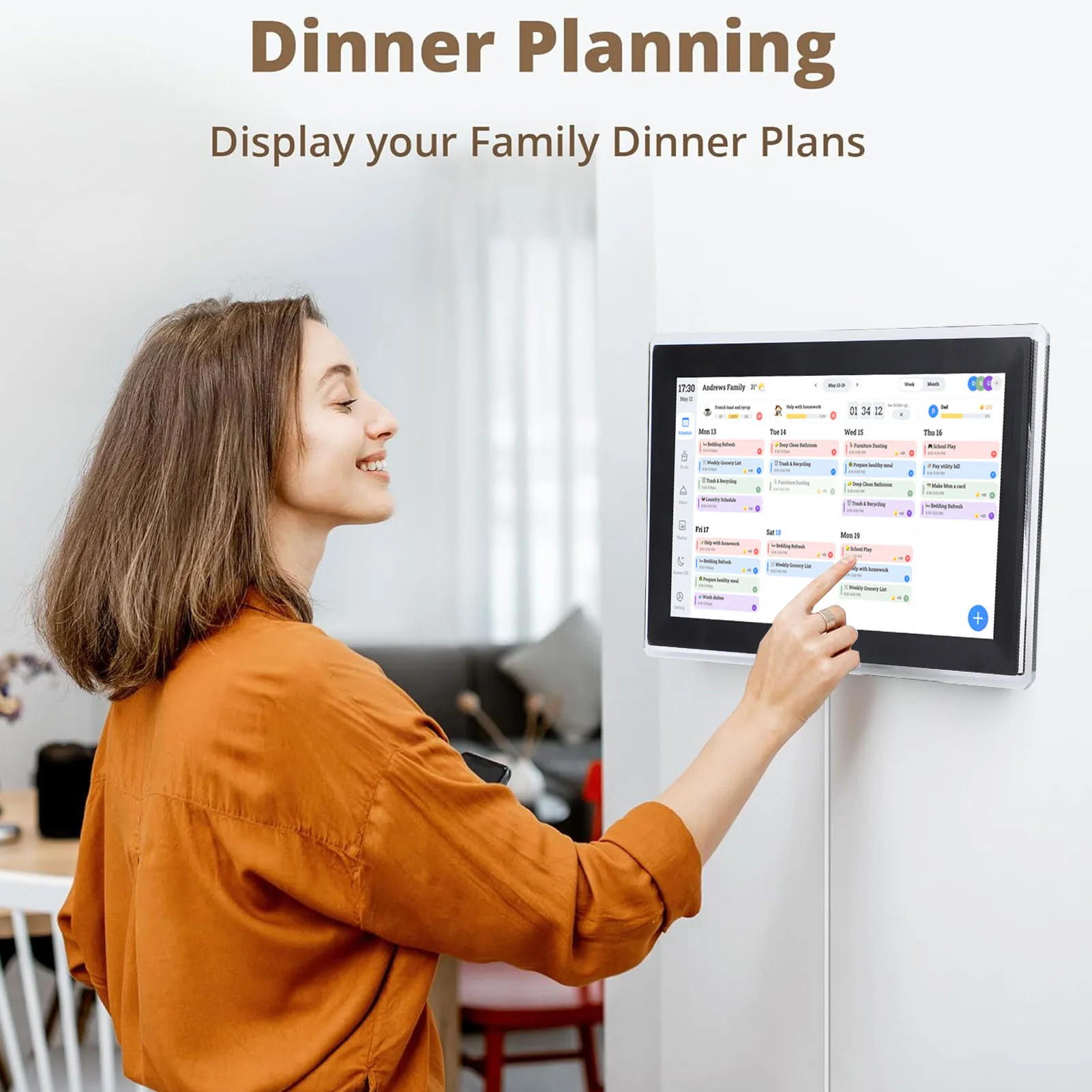 【ساخن】15.6 بوصة واي فاي تقويم رقمي 1920 × 1080 عالي الدقة شاشة جدارية تفاعلية تعمل باللمس مخطط عمل 32 جيجابايت مخطط عائلي ذكي إلكتروني