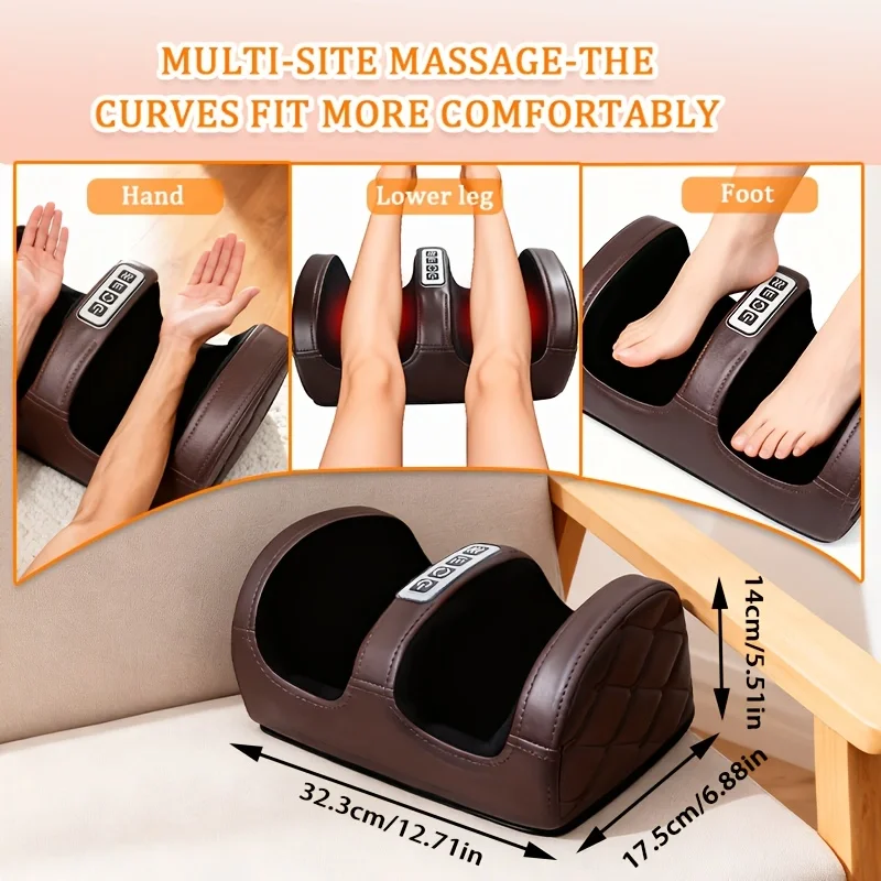 New Multifunctional Electric Foot and Leg Massager. Targeted Massage of Acupoints on Uneven Soles of the Feet. Acupressure Push-Pull Technology for Relaxing Massage, with Forward and Reverse Rolling Motion Modes, 3 Massage Intensities. Especially Suitable for Use on Calves, Feet, Legs, and Hands. It Is an Ideal Holiday Gift for Friends, Parents, and the Elderly.