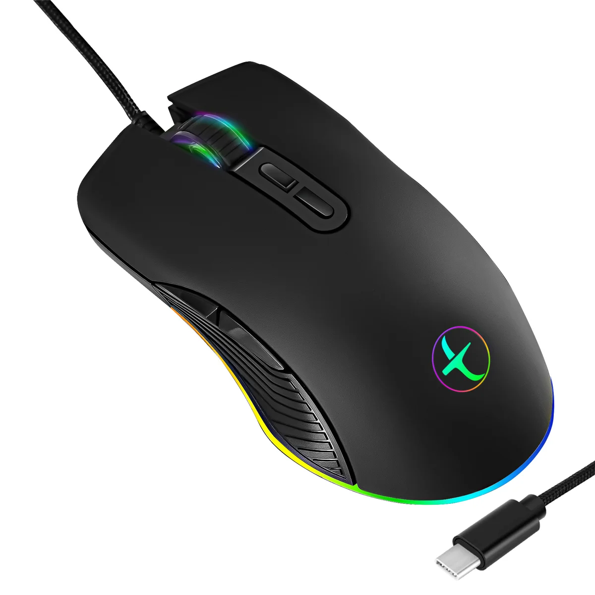 Souris filaire ergonomique USB Type-C, accessoire optique de jeu RVB