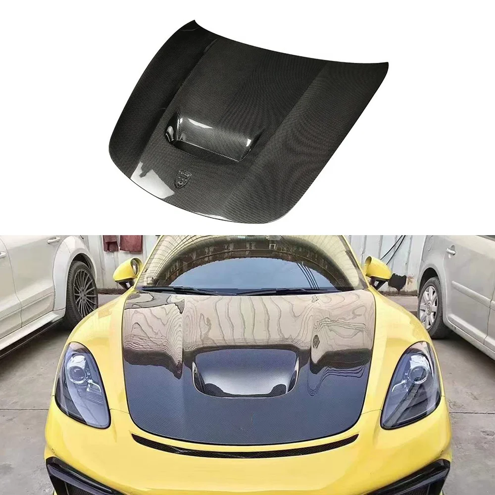 718 GT4 Style Dry Carbon Fiber Front Engine Hoods Auto Car Bonnet Cover for Porsche Boxster Cayman 718 Car Styling