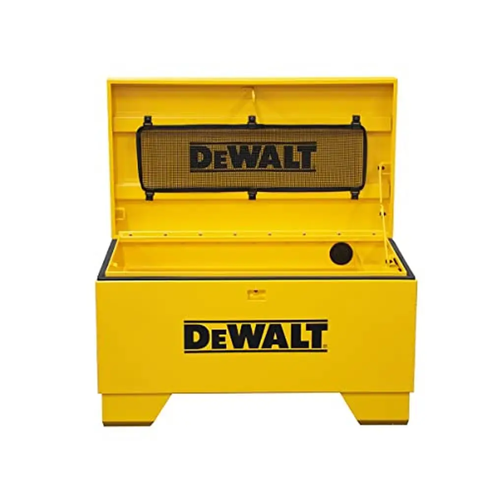 32" Steel Jobsite Box with Lid Support Weather Resistance Security Locks and Forklift Rails Durable and Convenient Storage