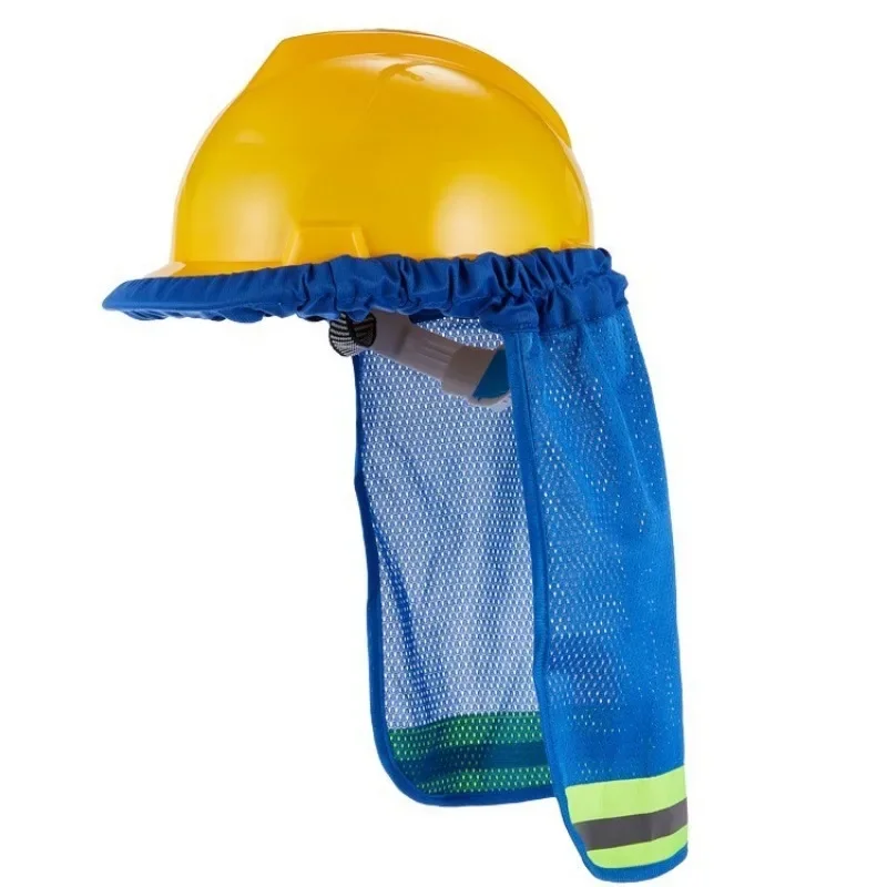 Pare-soleil d'été pour les travailleurs de la construction, casque de sécurité, bouclier de cou, casquette de coulée en maille utile à rayures