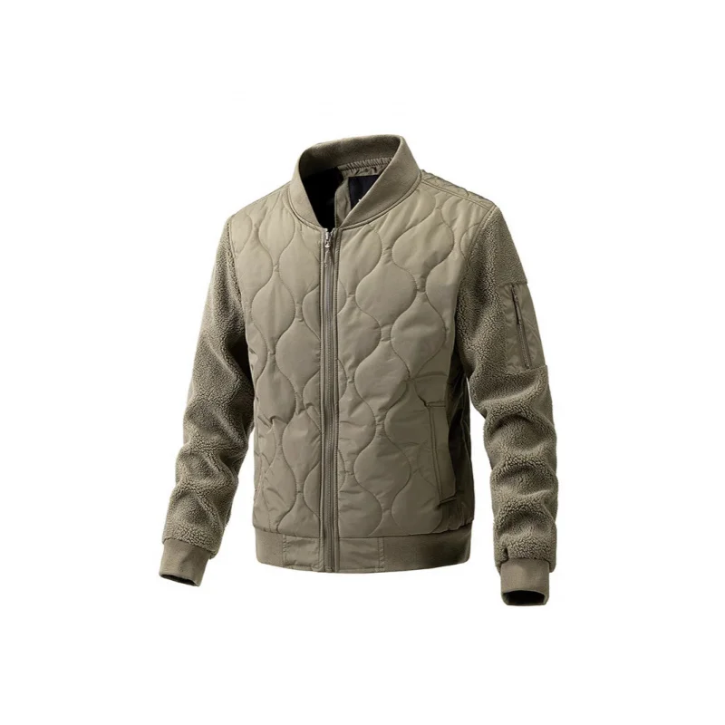 Men's Plaid Baseball Collar Jacket Fashion Simple Woolen Sleeves