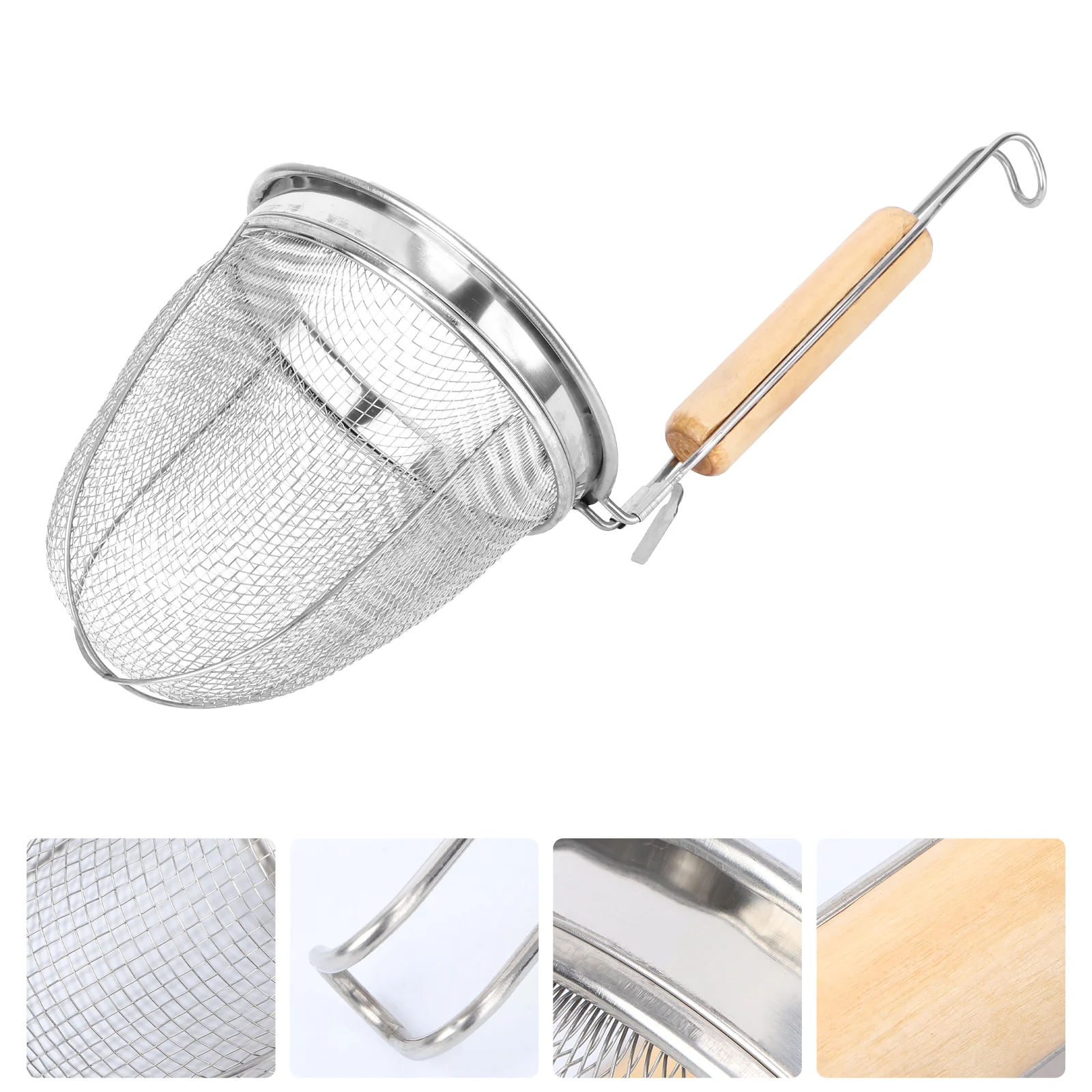 

New Fashion Kitchen Stainless Steel Big Mesh Food Dumpling Noodle Strainer Mesh Strainer Strainer Basket
