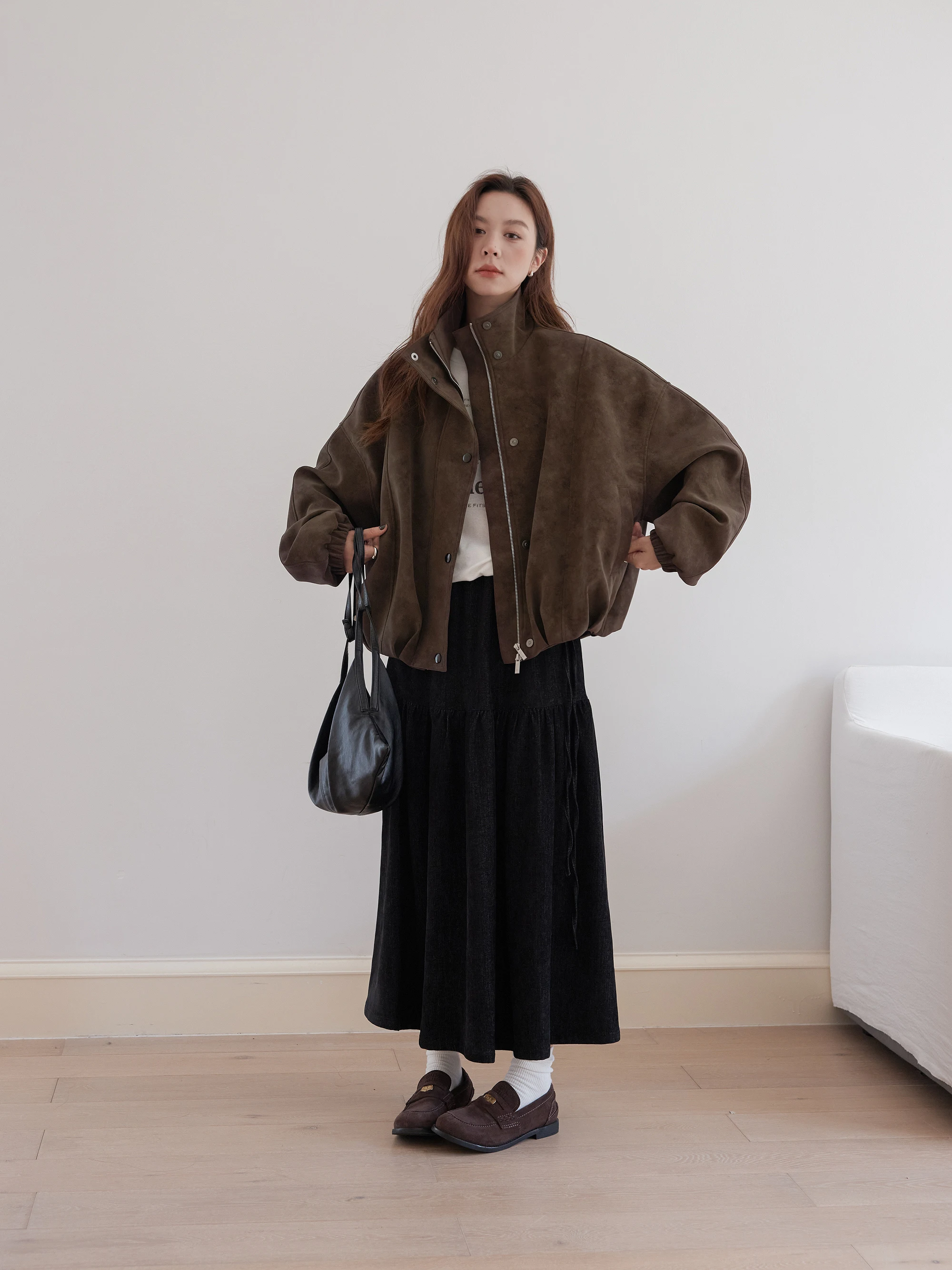 Chaqueta de Cuero Sintético Mate VNOOK para Mujer, Nueva Colección Otoño Invierno 2025, Estilo Retro, Casual, Suave, con Cierre de Cremallera