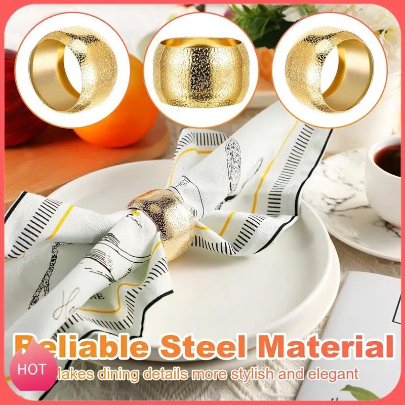HOT-24 Pcs Day Gold Napkin Rings Napkin Holders For Cloth Napkins Wedding Napkin Holder Rings For Fabric Table Napkins