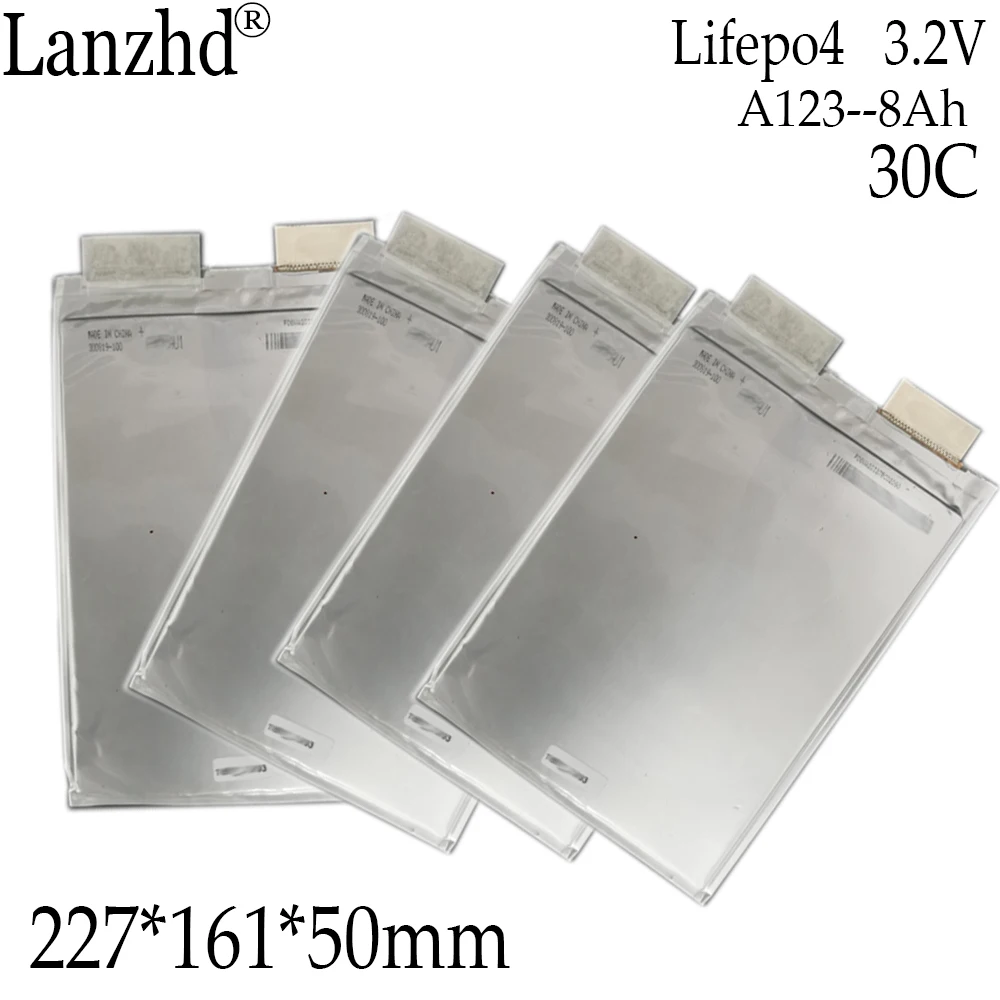 1-10pcs Lifepo4 3.2V 30C High Drain A123 Lipo Battery 8Ah Pouch Cell AMP20M1HD-A For Racing Car Electric Motorcycle 227*161*50mm