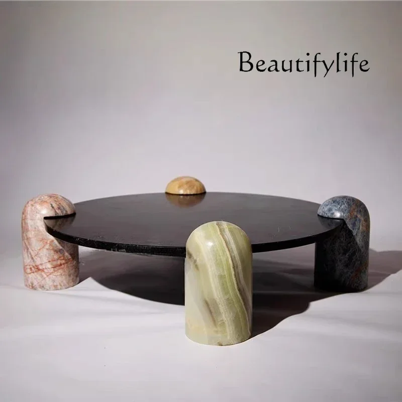

u SS Natural Marble Coffee Table Designer Villa Living Room Home Light Luxury Marble Design Personalized Coffee Table