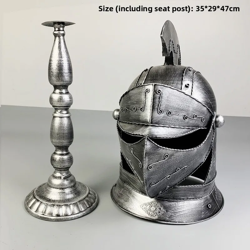 European Helmet Model Ornaments Spartan Warrior Armor Decor Roman Soldier Medieval Knight Helmet for Gifts Home Bar Decoration