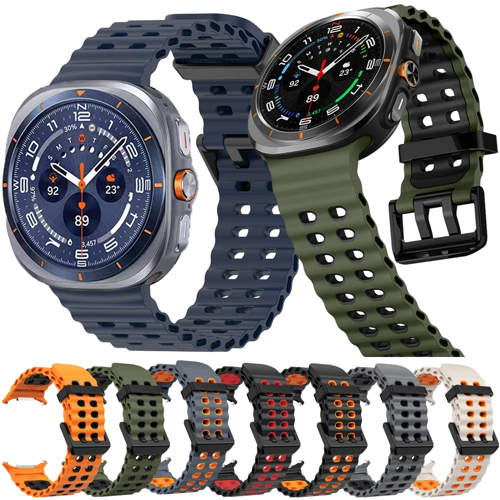 Ocean Silikonarmband für Samsung Galaxy Watch Ultra 2025, Sportarmband, Armband für Samsung Galaxy Watch 8–7 Ultra 47 mm Gürtel