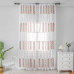 Embroidery four-color leaf curtains, living room balcony decoration curtains