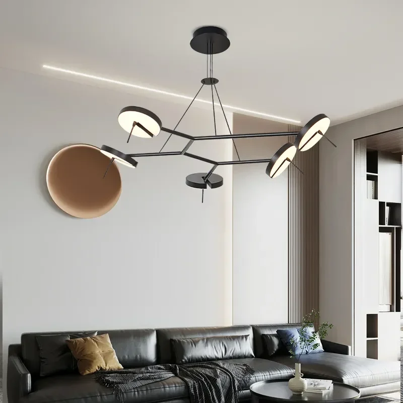 Nordic Designer Led Ceiling Chandelier for Restaurant Coffee Table Room Desks Black Pendant Light Home Decor Lamp Lustre Fixture