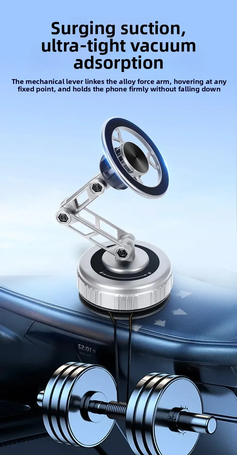 Dreiachsig faltbar 360° ° Rotierender mechanischer Arm, Autotelefonhalter, universelle Halterung, Navigation, Vakuum, magnetischer Telefonständer – Detail 9
