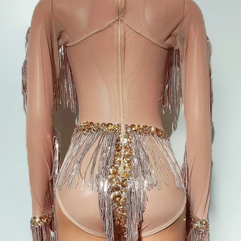 عرض ارتداء سحب الملكة الزي مثير جوجو راقصة زي المرأة Godl الراين مهدب ارتداءها ملهى ليلي القطب ملابس الرقص